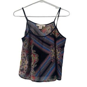 Sans Souci Tank Top Size XS Semi-sheer geometric print‎ Festival Colorful